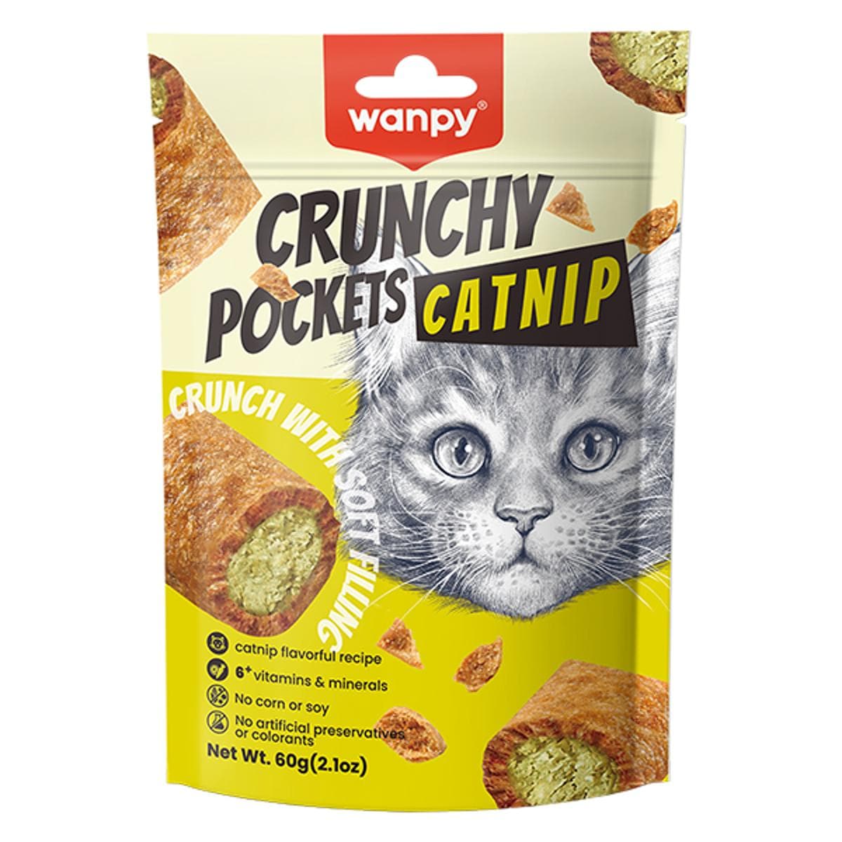 Ласощі Wanpy Pockets with Chicken, Mint хрусткі подушечки з куркою та мʼятою для котів