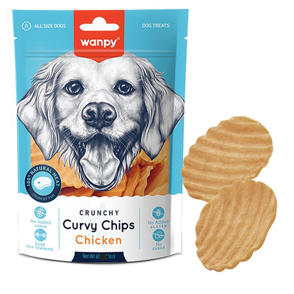 Ласощі Wanpy Jerky Curvy Chips with Chicken з куркою хрумкі чипси для собак