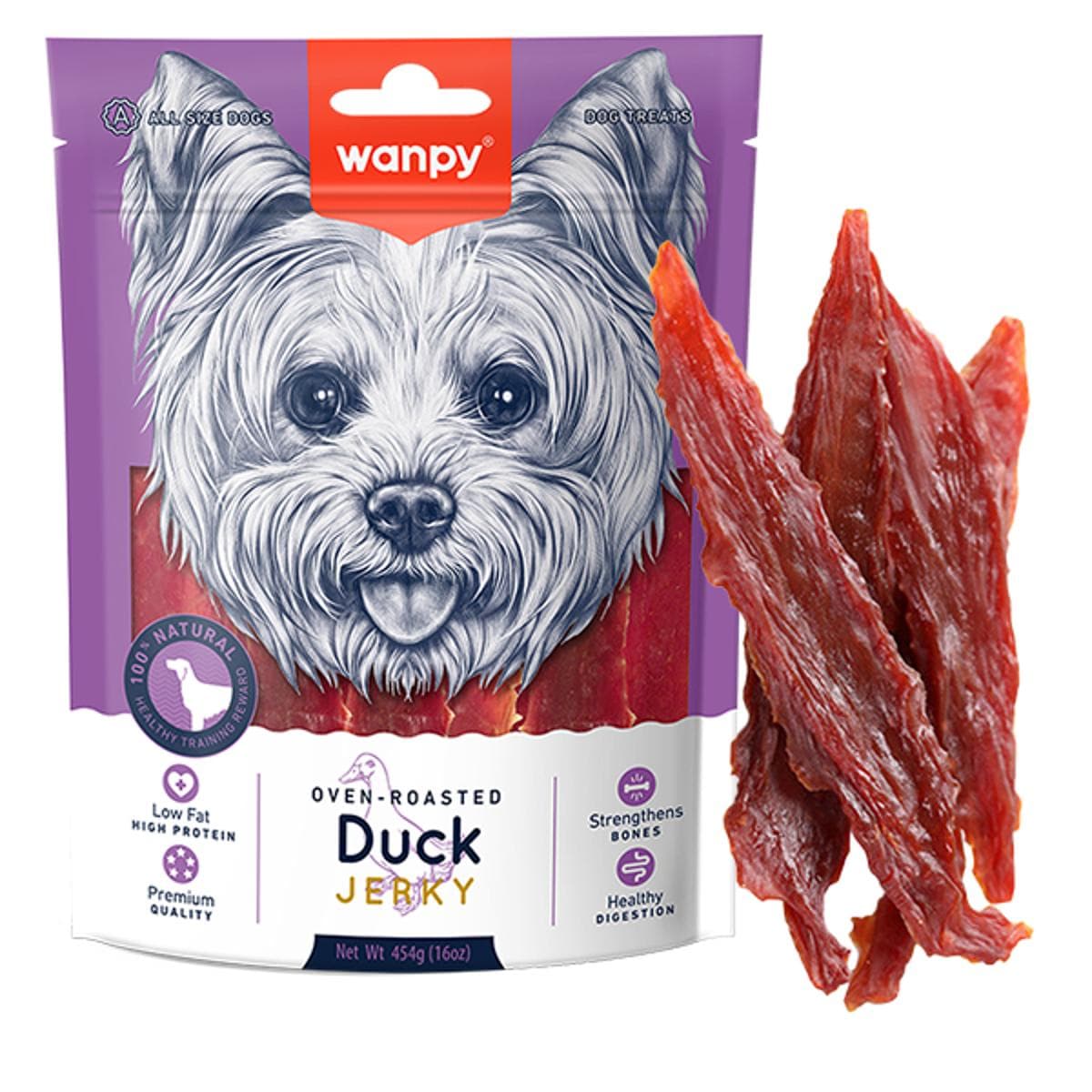 Ласощі Wanpy Jerky with Duck з вʼяленою качкою філе для собак