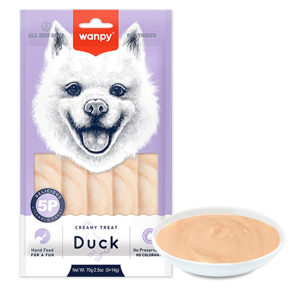 Кремові ласощі Wanpy Creamy з качкою для собак, 14х5 шт