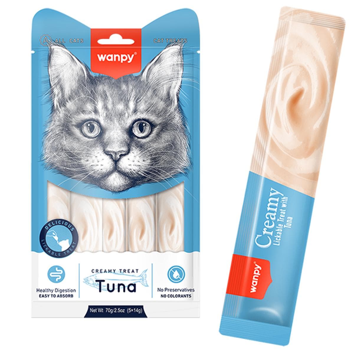 Кремові ласощі Wanpy Creamy з тунцем для котів, 14х5 шт