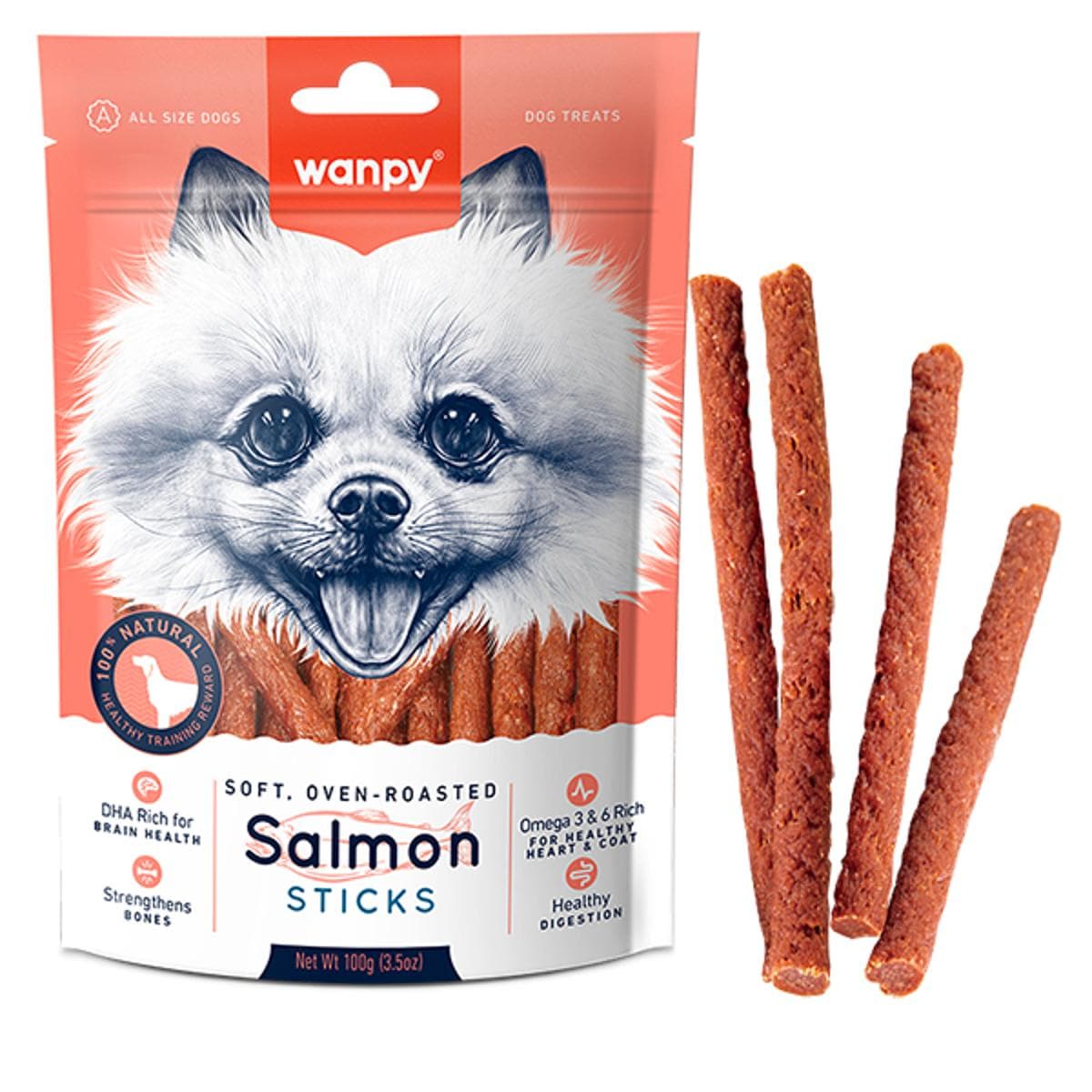 Кремові ласощі Wanpy Sticks з лососем палички для собак