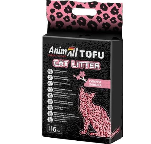 Соєвий наповнювач AnimAll Tofu Sacura сакура для котів, 6 л (2,6 кг)