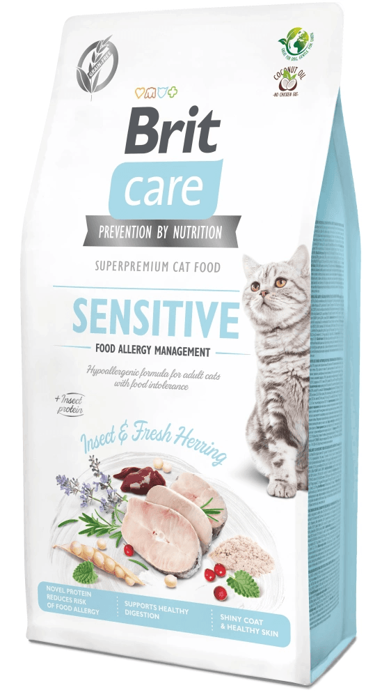 Сухий корм Brit Care Sensitive Allergy Management Insect & Fresh Herring при чутливому травленні з комахами і оселедцем для котів