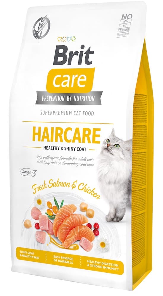 Сухий корм Brit Care Grain-Free Haircare Healthy & Shiny Coat Fresh Salmon & Chicken беззерновий з лососем і куркою для догляду за шкірою та шерстю котів