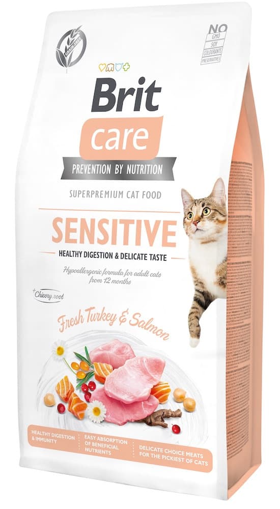Сухий корм Brit Care Grain-Free Sensitive Healthy Digestion & Delicate Fresh Turkey & Salmon беззерновий з індичкою і лососем для котів із чутливим травленням