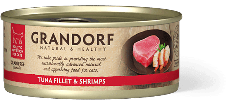 Консервований корм Grandorf Tuna Fillet & Shrimps з філе тунця і креветками для котів