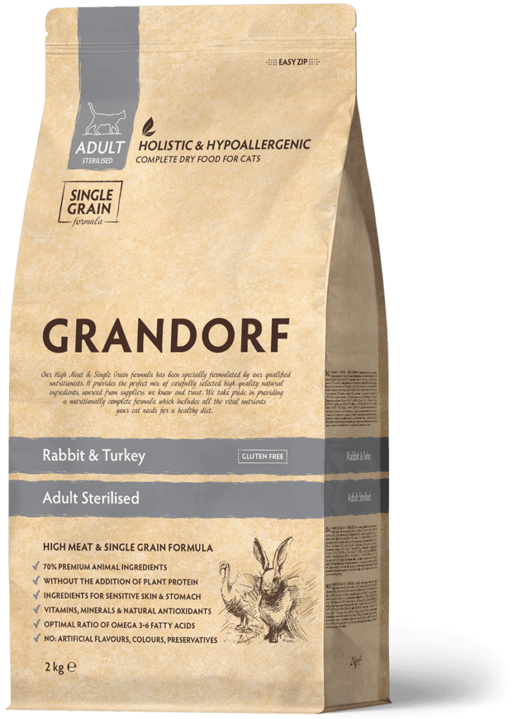 Сухий корм Grandorf Rabbit & Turkey Adult Sterelized з кроликом та індичкою для стерилізованих котів