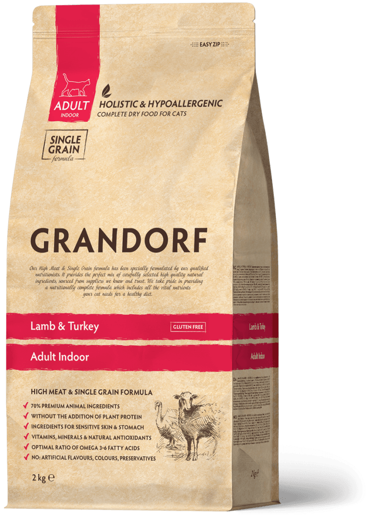 Сухий корм Grandorf Lamb & Turkey Adult Indoor з ягням та індичкою для котів