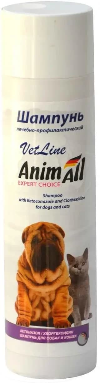 Шампунь AnimAll VetLine Shampoo лікувально-профілактичний кетоназолом та хлоргексидином для собак