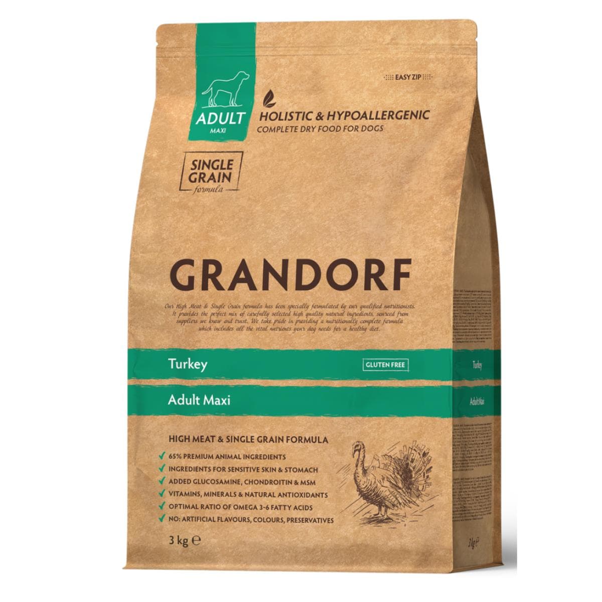 Сухий корм Grandorf Turkey Adult Maxi з індичкой для собак великих порід