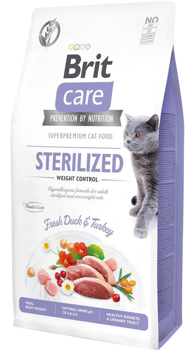 НА ВАГУ Сухий корм Brit Care Cat Weight Control беззерновий з качкою та індичкою для стерилізованих котів
