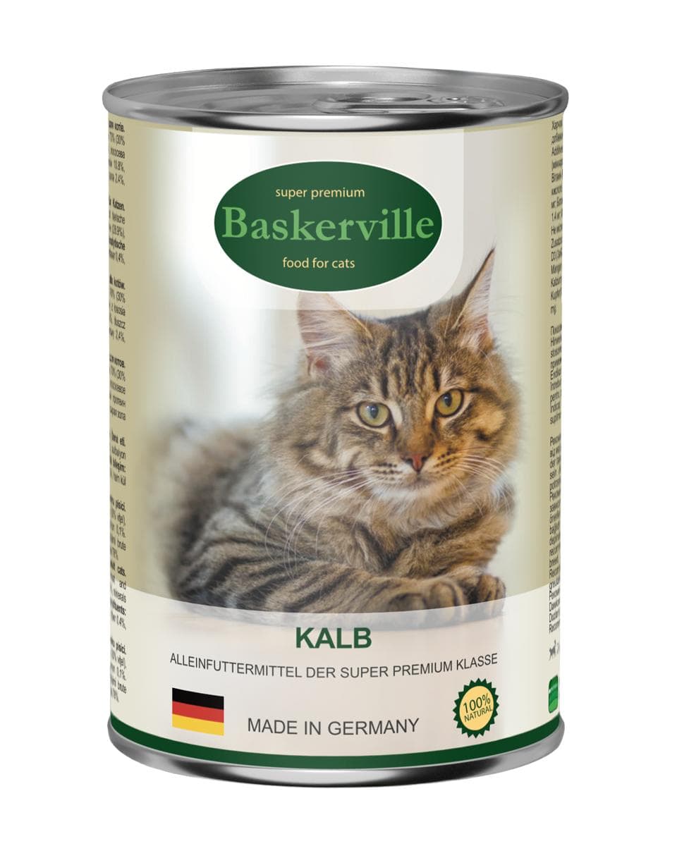Вологий корм Baskerville Super Premium з телятиною для котів