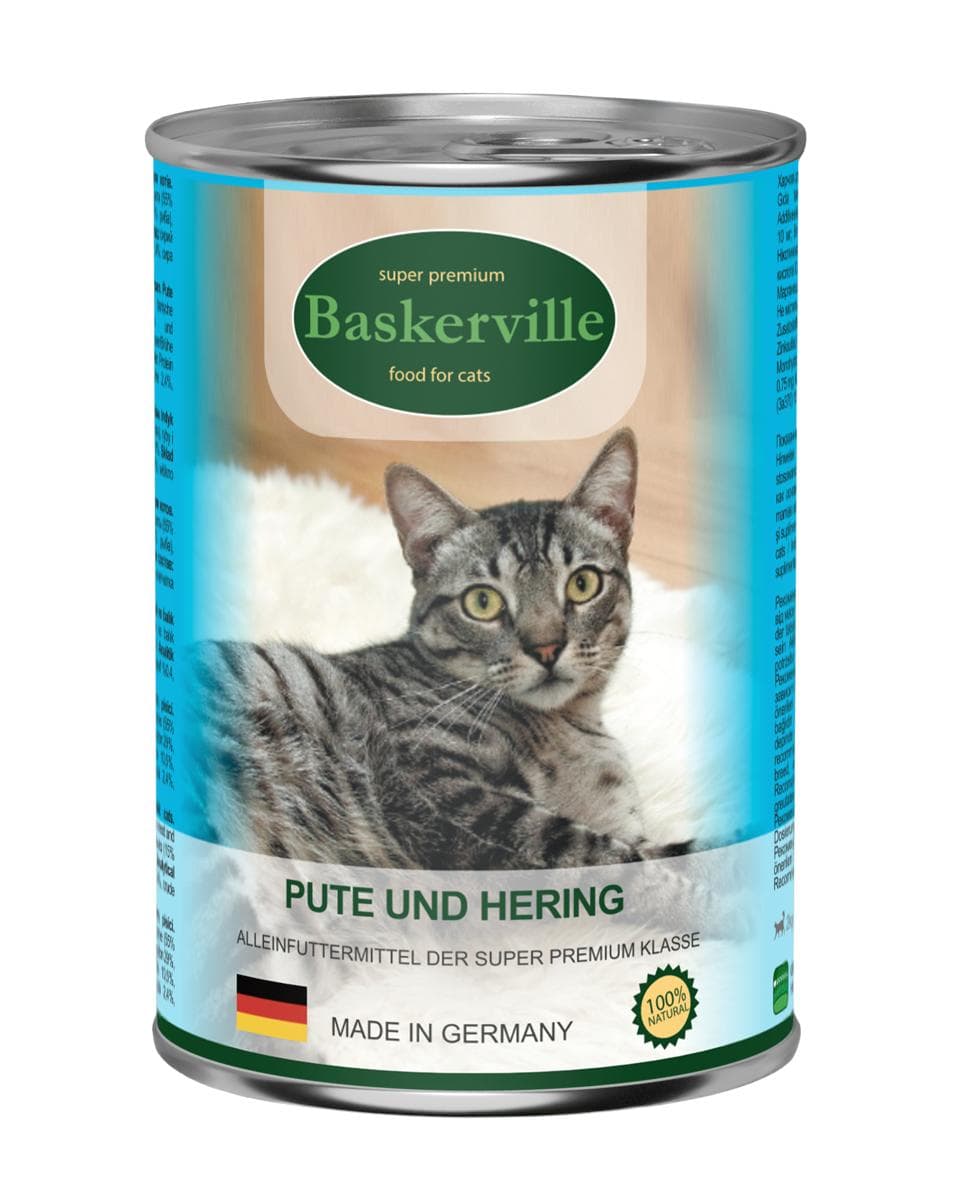 Вологий корм Baskerville Super Premium з індичкою та рибою для котів
