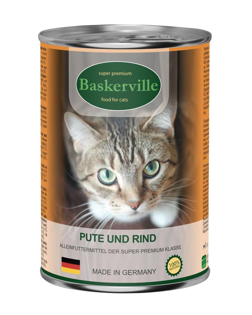 Вологий корм Baskerville Super Premium з індичкою та яловичиною для котів
