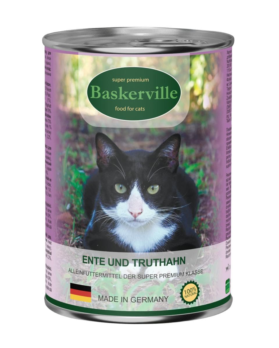 Вологий корм Baskerville Super Premium з качкою та індичкою для котів