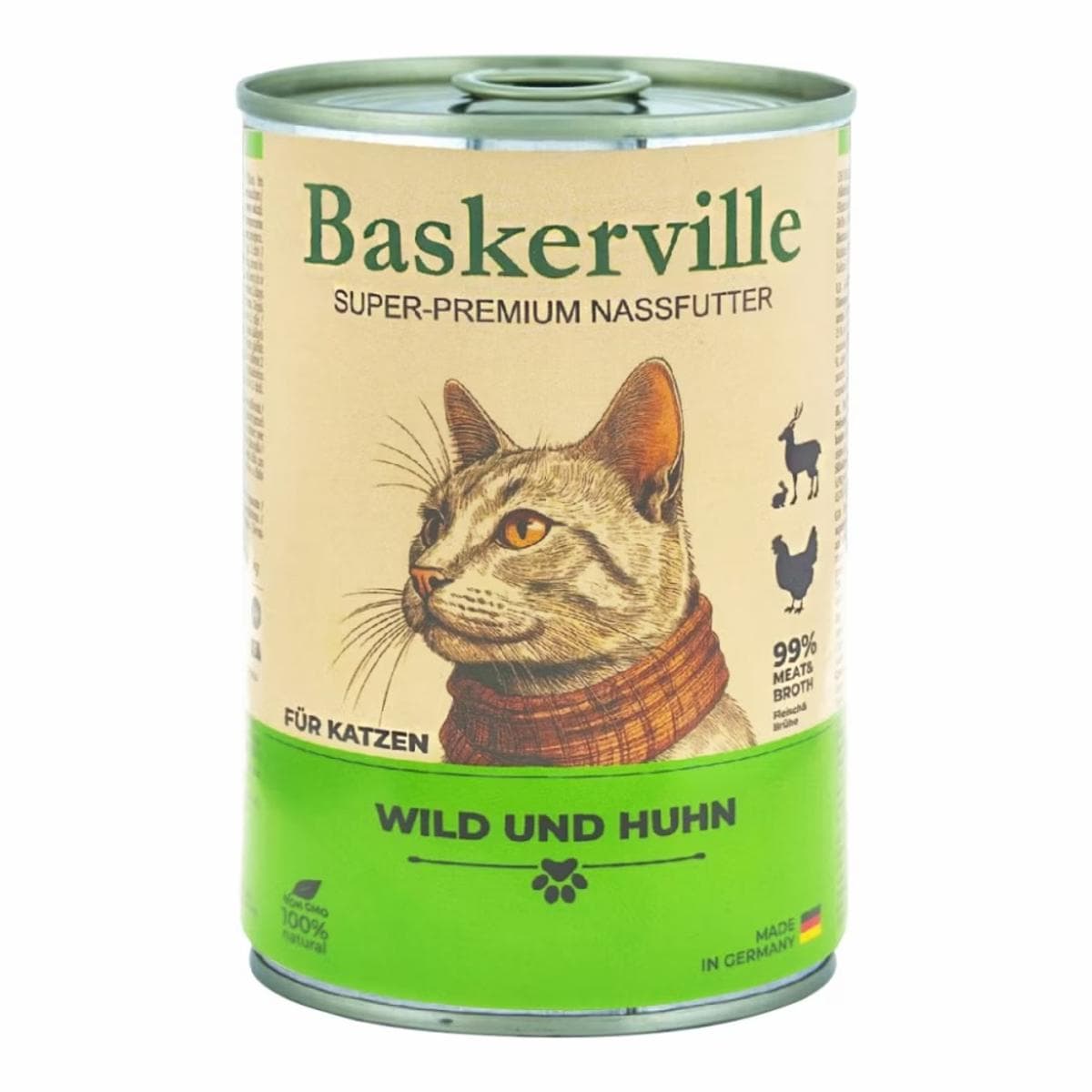 Вологий корм Baskerville Super Premium з дичиною та куркою для котів