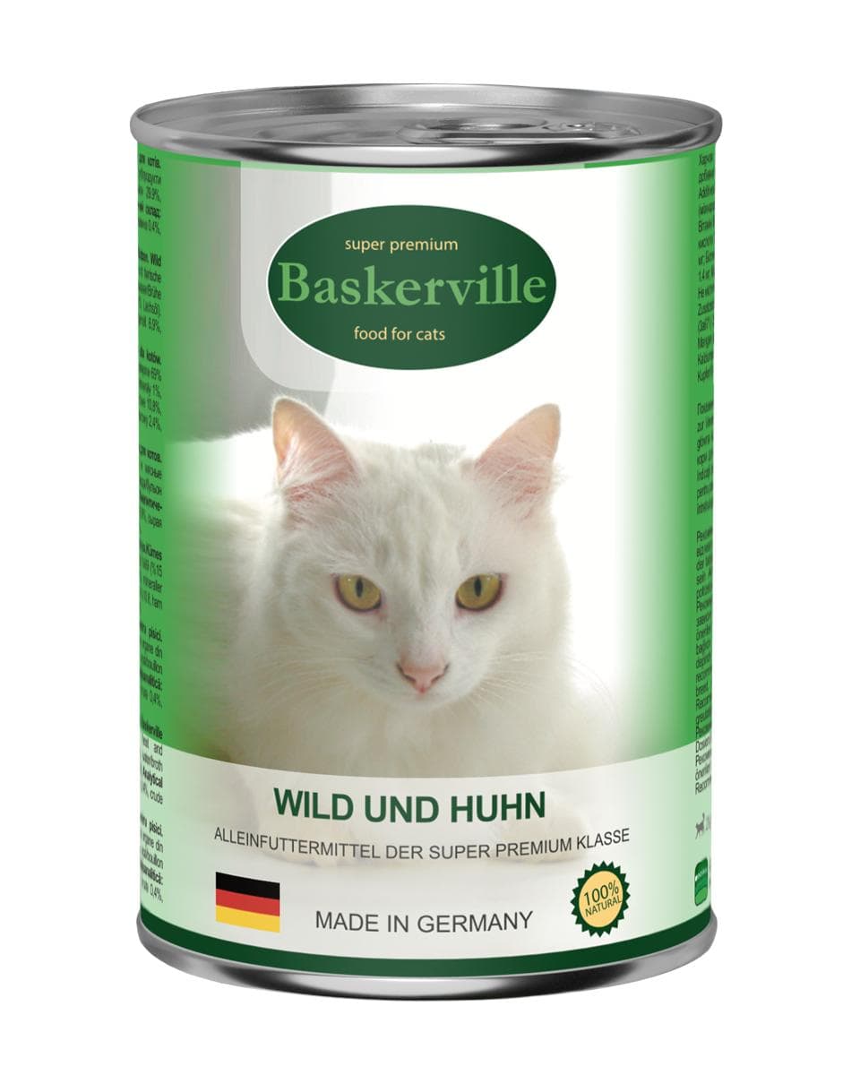 Вологий корм Baskerville Super Premium з дичиною та куркою для котів