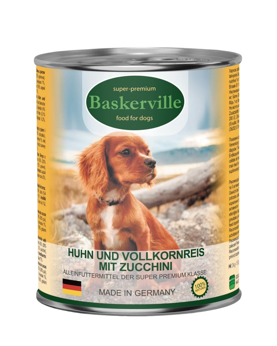 Вологий корм Baskerville Super Premium з куркою, рисом та цукіні для собак