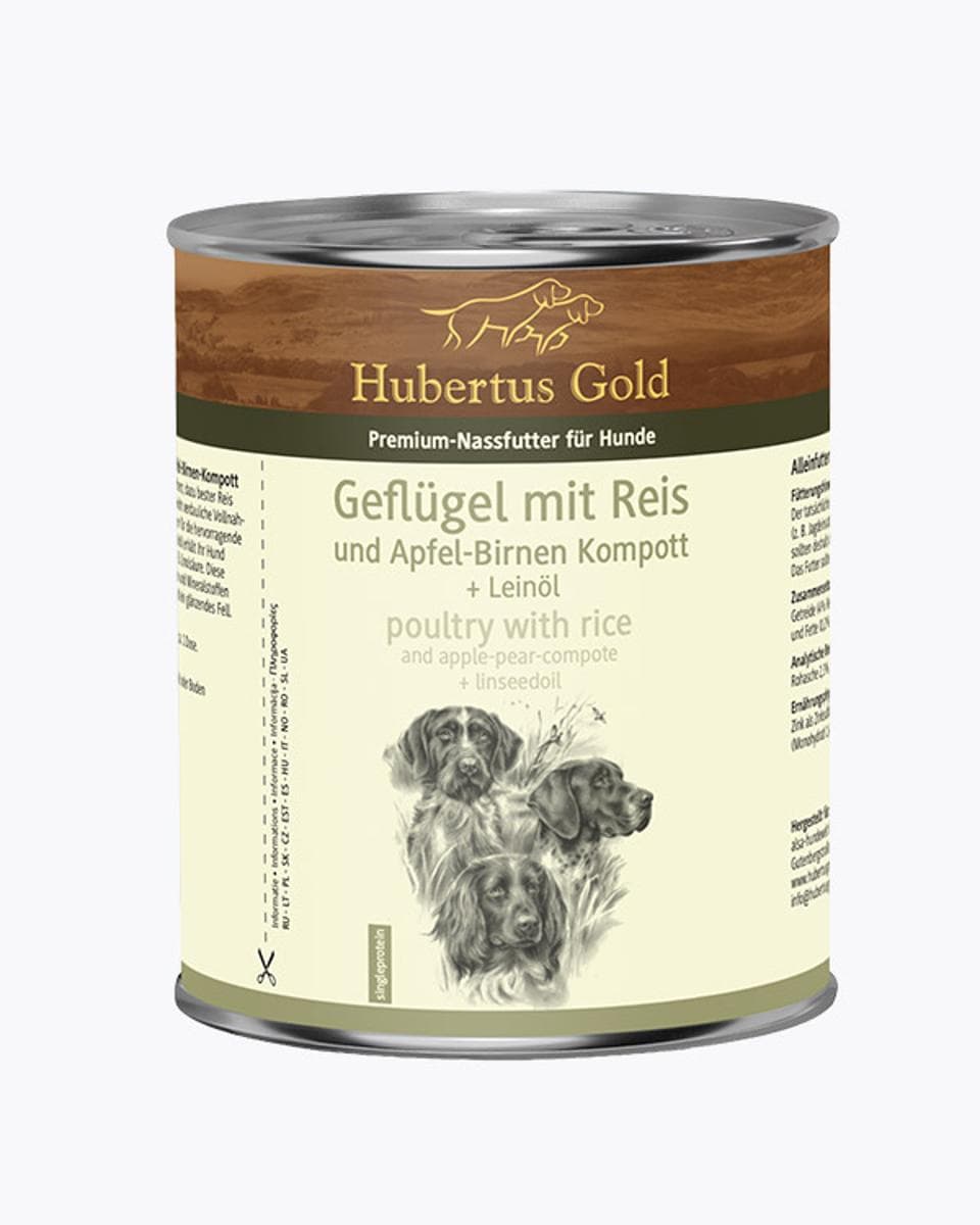 Вологий корм Hubertus Gold Premium з птицею та рисом для собак