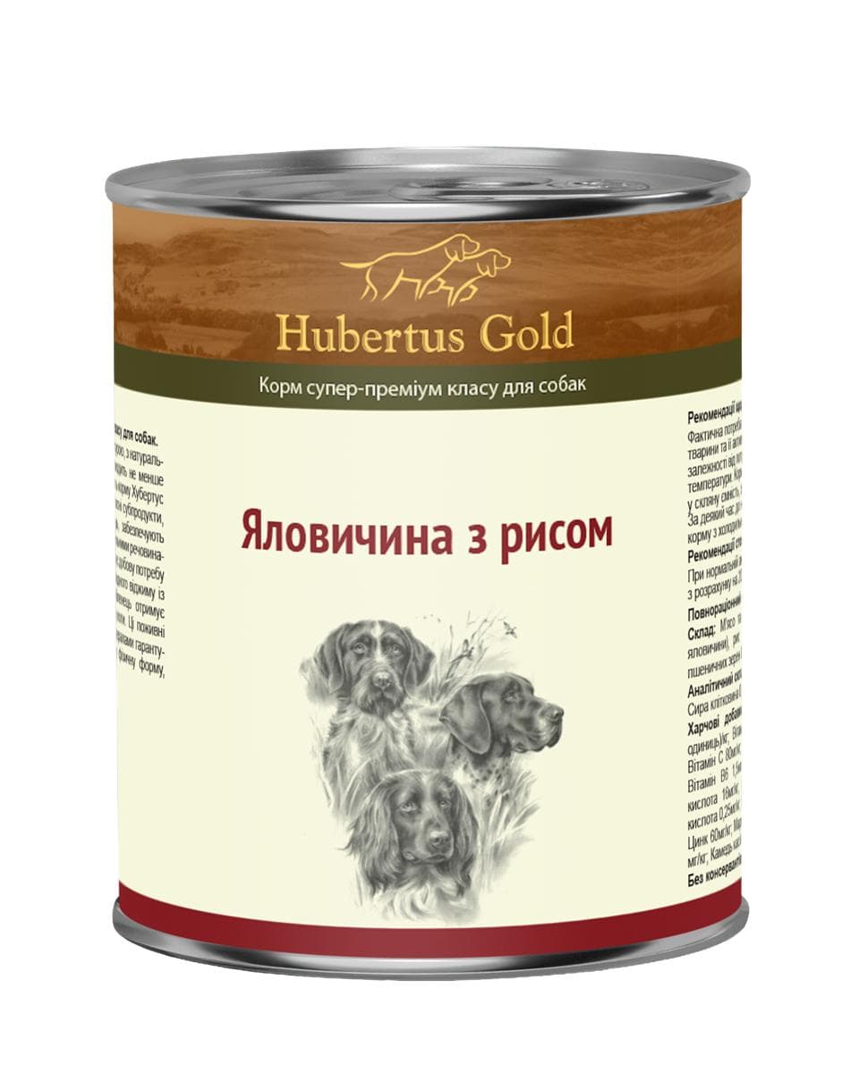 Вологий корм Hubertus Gold Premium з яловичиною та рисом для собак