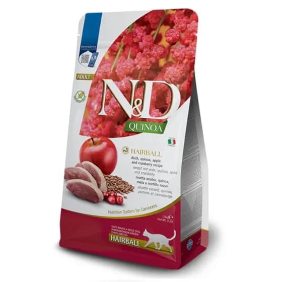 Сухий корм Farmina N&D Quinoa DUCK & APPLE Hairball ADULT з качкою для виведення шерсті у котів