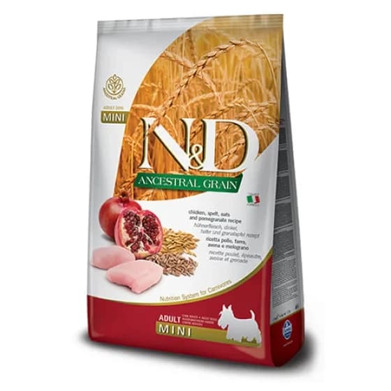 Сухий корм Farmina N&D Low Grain CHICKEN & POMEGRANATE ADULT MINI з куркою для дрібних порід собак