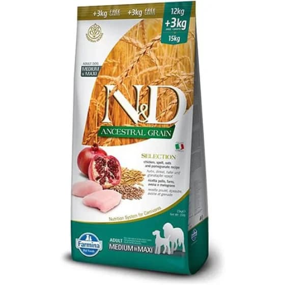 Сухий корм Farmina N&D Low Grain CHICKEN & POMEGRANATE ADULT MEDIUM MAXI з куркою для середніх і великих порід собак