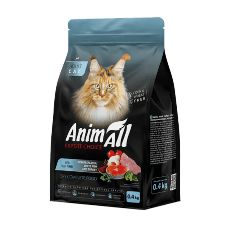Сухий корм AnimAll Супер Преміум з лососем, білою рибою та індичкою для дорослих котів