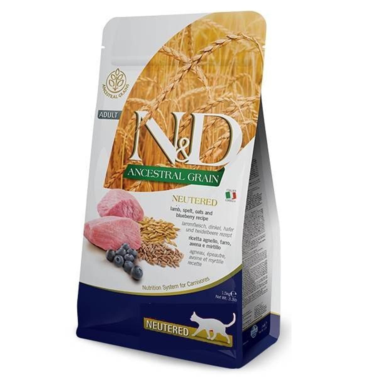 Сухий корм Farmina N&D Low Grain LAMB & BLUEBERRY Neutered ADULT з ягням для стерилізованих котів