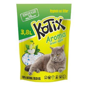 Силікагелевий наповнювач Kotix Green Apple зелене яблуко для котів, 3,8 л 2270 фото