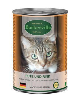 Вологий корм Baskerville Super Premium з індичкою та яловичиною для котів, 400 г 2866 фото