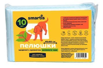Пелюшки Smartis щоденні з ароматом зеленого чаю для цуценят і дорослих собак 45 х 60 см, 10 шт 2329 фото