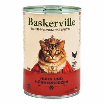 Влажный корм Baskerville Super Premium с курицей и сердечками для котов, 400 г 2868 фото