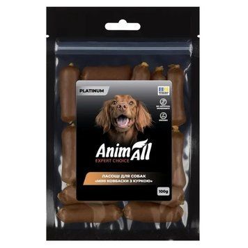 Лакомство AnimAll PLATINUM Organic мини колбаски с курицей для собак, 100 г 3137 фото