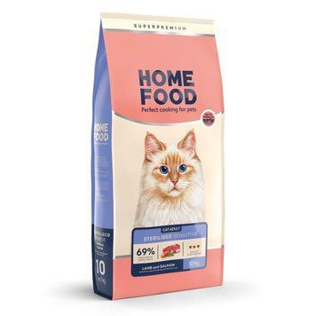 Сухий корм Home Food Sterilised з ягням та лососем для чутливого травлення котів, 10 кг 2489 фото