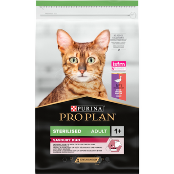 Сухой корм Purina Pro Plan Sterilised Savoury Duo Duck с уткой для стерилизованных кошек, 10 кг 2033 фото