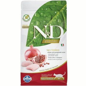 Сухой корм Farmina N&D Grain Free PRIME CHICKEN & POMEGRANATE NEUTERED ADULT с курицей для стерилизованных котов, 5 кг 3056 фото