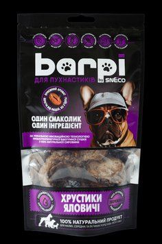 Лакомство сушеные Barpi "Хрустики говяжые" трахея для всех собак, 100 г 2977 фото
