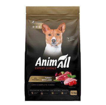 Сухий корм AnimAll Супер Преміум з індичкою та ягням для середніх порід собак, 12 кг 3007 фото
