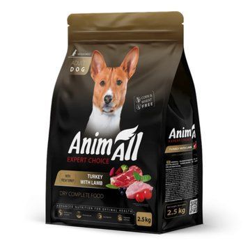 Сухой корм AnimAll Супер Премиум с индейкой и ягненком для средних пород собак, 2,5 кг 3008 фото
