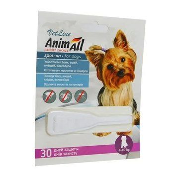 Пипетка AnimAll VetLine Spot on от блох, вшей и волосоидов для собак 4-10 кг, 2 мл 3234 фото