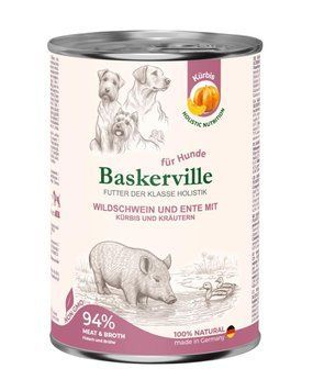 Влажный корм Baskerville холистик с кабаном, уткой и тыквой для собак, 400 г 2878 фото