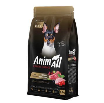 Сухой корм AnimAll Супер Премиум с индейкой и ягненком для мелких пород собак, 0.7 кг 3011 фото