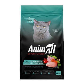 Сухий корм AnimAll Супер Преміум з куркою та ягням для стерилізованих котів, 12 кг 3002 фото