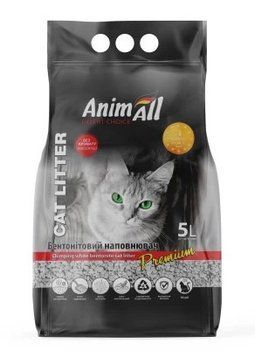 Бентонітовий білий наповнювач AnimAll для котів, 5 л 2240 фото