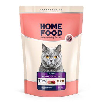 Сухий корм Home Food For British and Scottish Cat з індичкою та качкою для британських котів, 1,6 кг 2503 фото