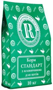 Сухой корм Ройчер Стандарт с говядиной для котов, 10 кг 2556 фото