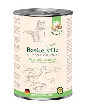 Вологий корм Baskerville холістик з телятиною, лососем та пастернаком для котів, 400 г 2859 фото