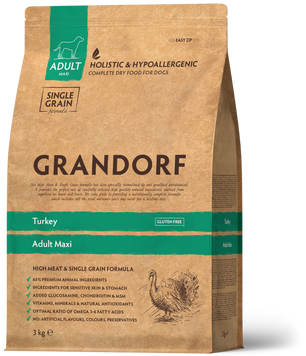 Сухий корм НА ВАГУ Grandorf Turkey Adult Maxi з індичкой для собак великих порід, 1 кг 2578 фото